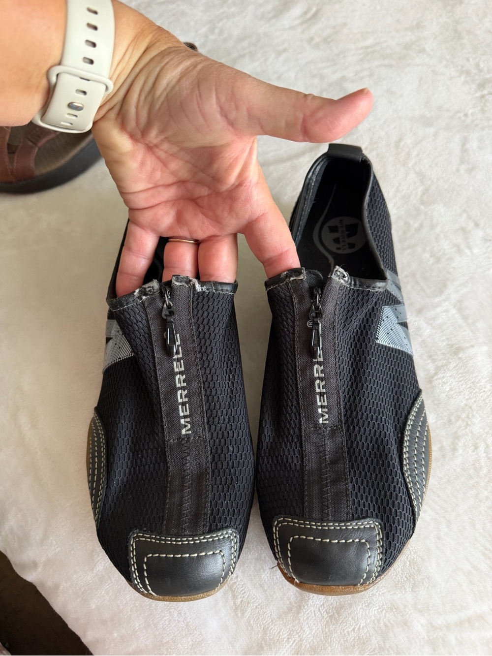 Merrell Barrado Mesh Black Slip-On Zippered Comfort Shoes